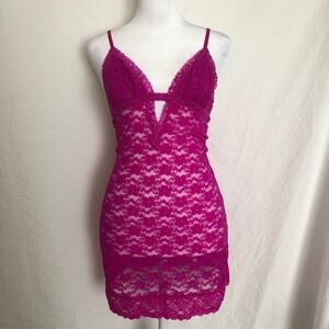 Lace Lingerie Dress in Vibrant Pink